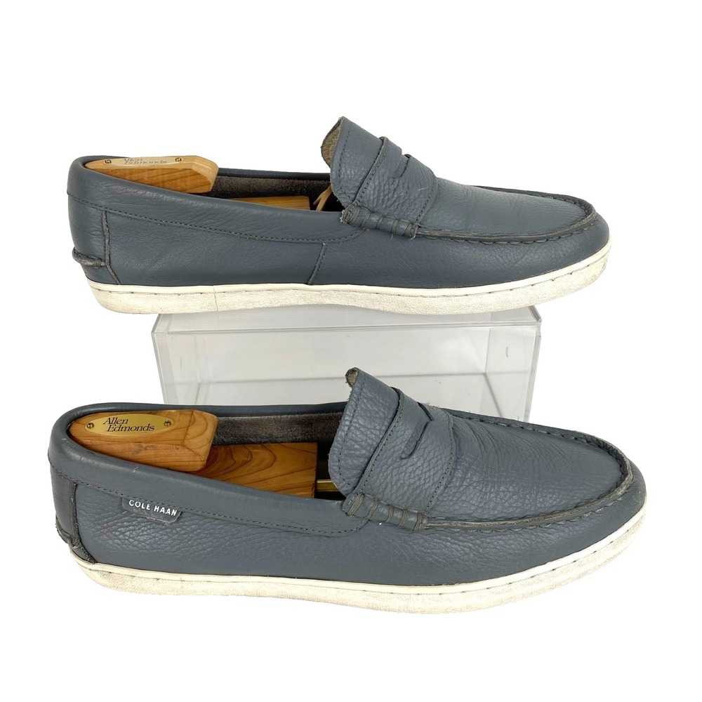 Cole Haan Grand OS Leather Penny Loafers Men's 10.5 M Gray Mocs Slip On Shoes - Picture 4 of 8